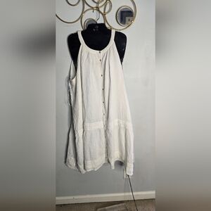 White Sleeveless Button-Down Dress